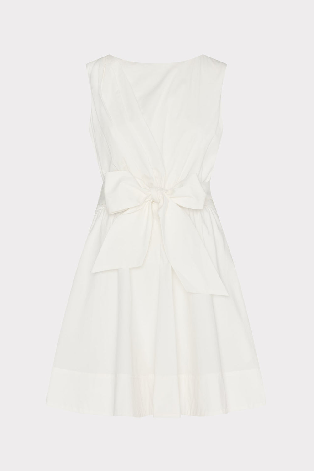 Draped Poplin Sleeveless Mini Dress White | Milly Women