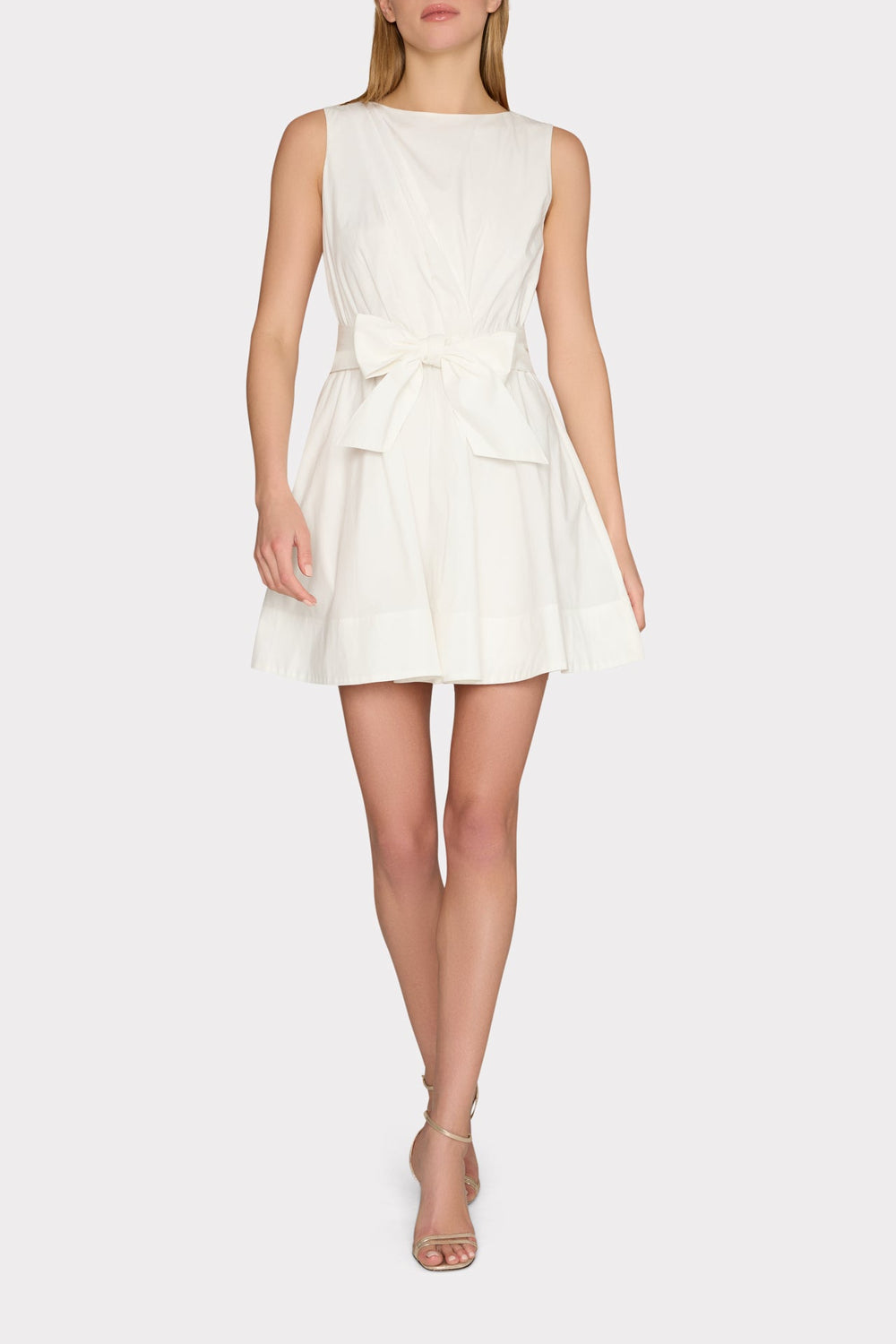 Draped Poplin Sleeveless Mini Dress White | Milly Women