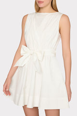 Draped Poplin Sleeveless Mini Dress White | Milly Women