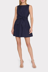 Draped Poplin Sleeveless Mini Dress Navy | Milly Women