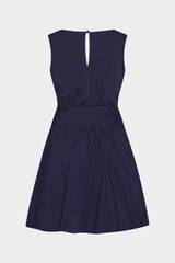 Draped Poplin Sleeveless Mini Dress Navy | Milly Women