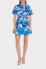 Dream Rose Poplin Mini Dress Teal Blue Multi | Milly Women