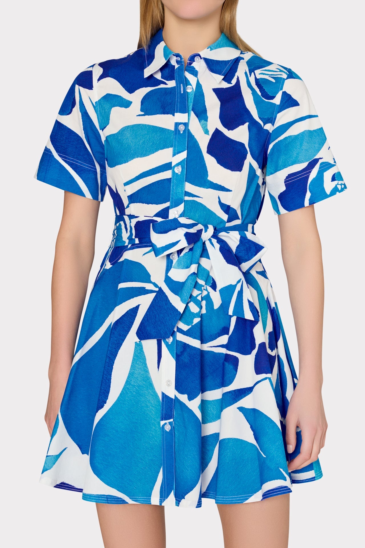 Dream Rose Poplin Mini Dress Teal Blue Multi | Milly Women