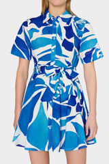 Dream Rose Poplin Mini Dress Teal Blue Multi | Milly Women
