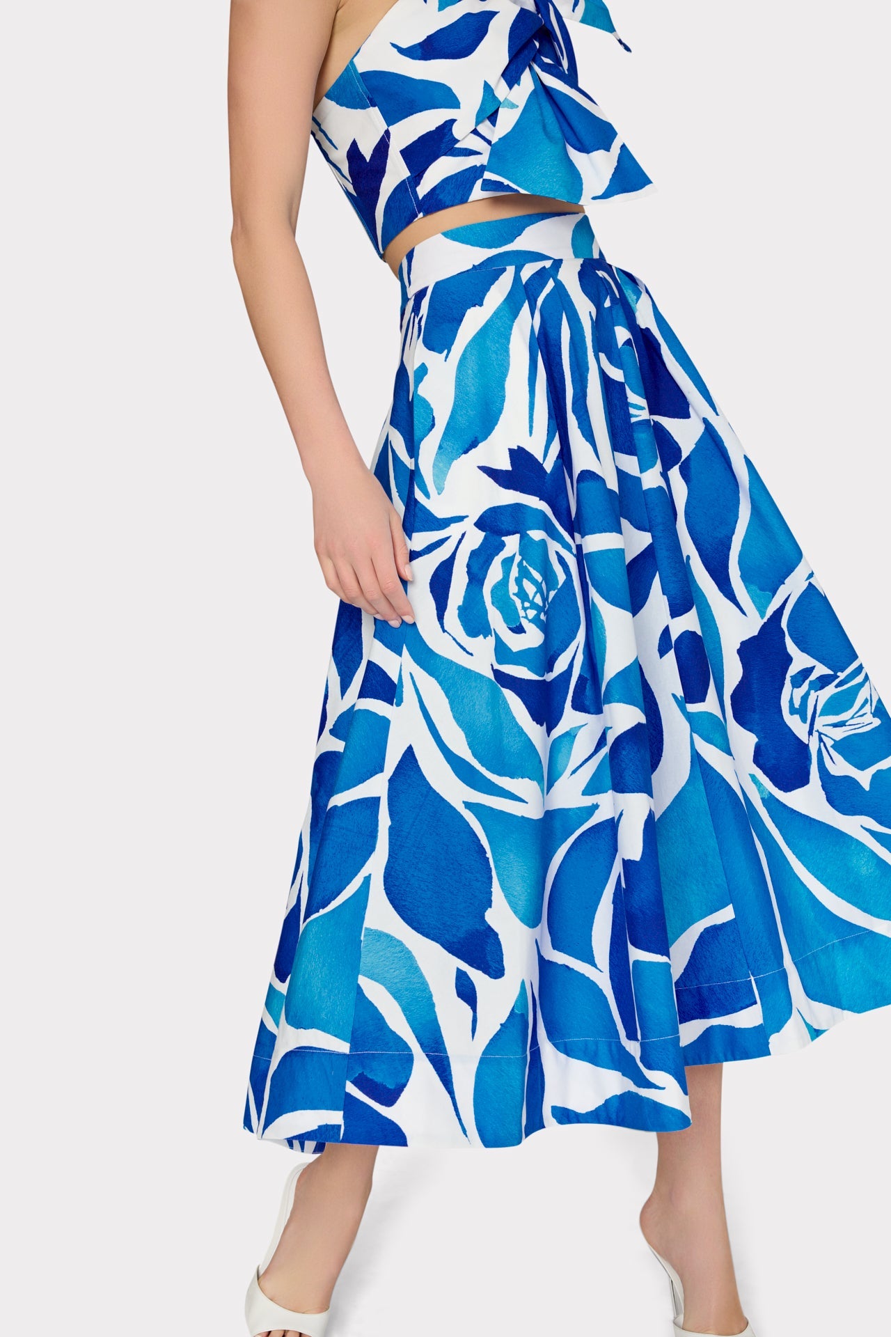 Juliet Dream Rose Midi Skirt Teal Blue Multi | Milly Women