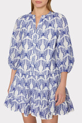 Tiered Butterfly Eyelet Mini Dress White/Blue | Milly Women