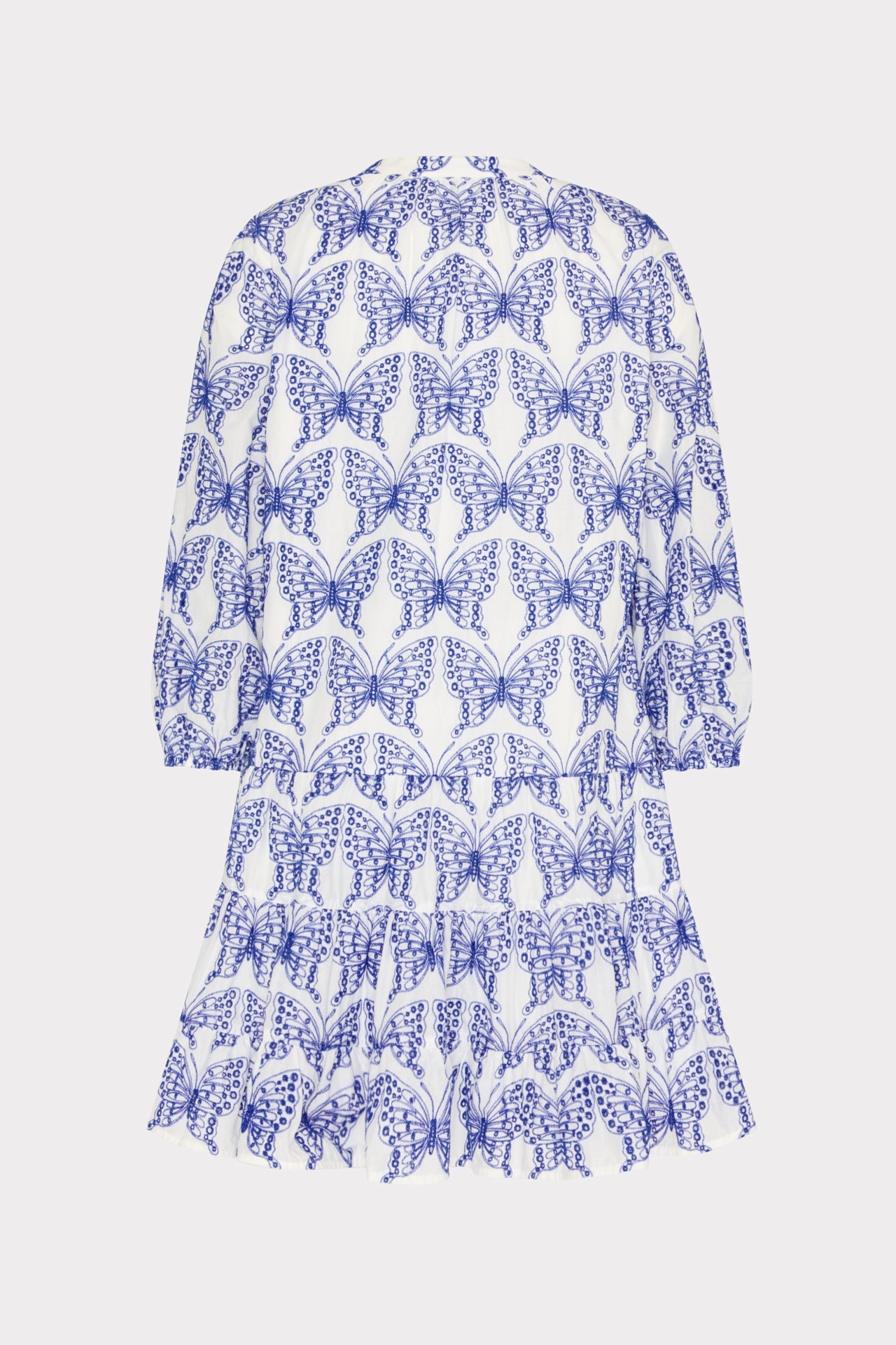 Tiered Butterfly Eyelet Mini Dress White/Blue | Milly Women