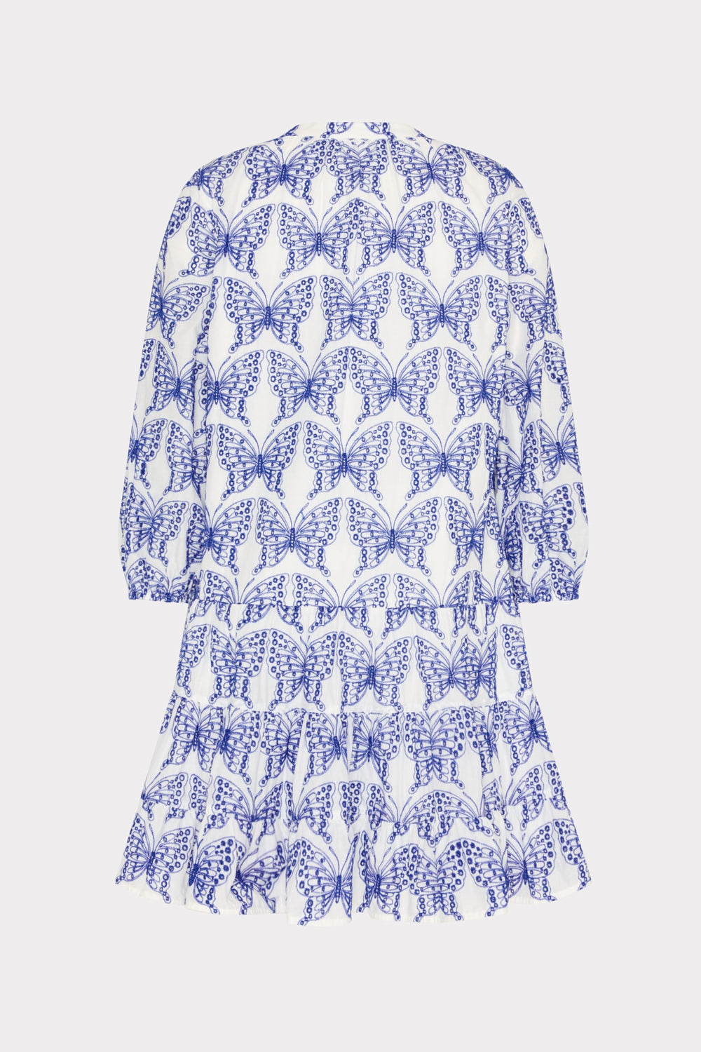 Tiered Butterfly Eyelet Mini Dress White/Blue | Milly Women