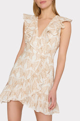 Novi Butterfly Eyelet Wrap Dress White/Tan | Milly Women