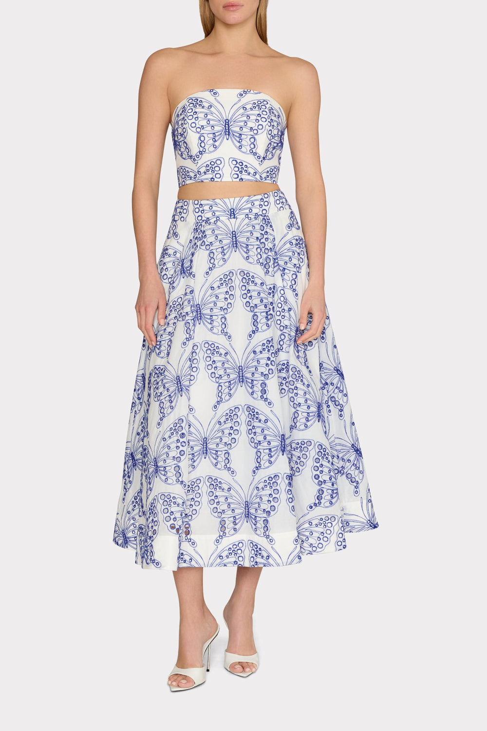 Butterfly Eyelet Skirt White/Blue | Milly Women