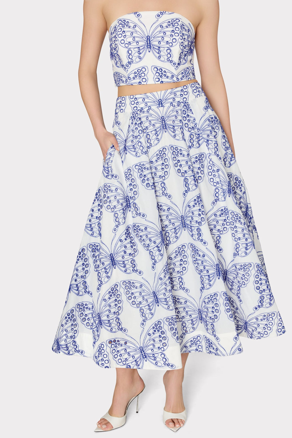 Butterfly Eyelet Skirt White/Blue | Milly Women