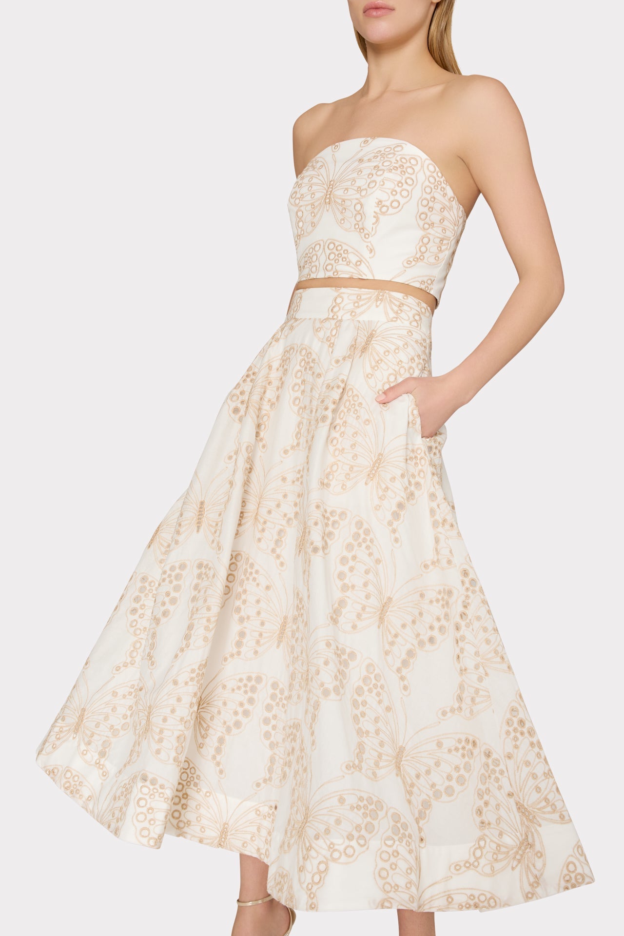 Butterfly Eyelet Skirt White/Tan | Milly Women