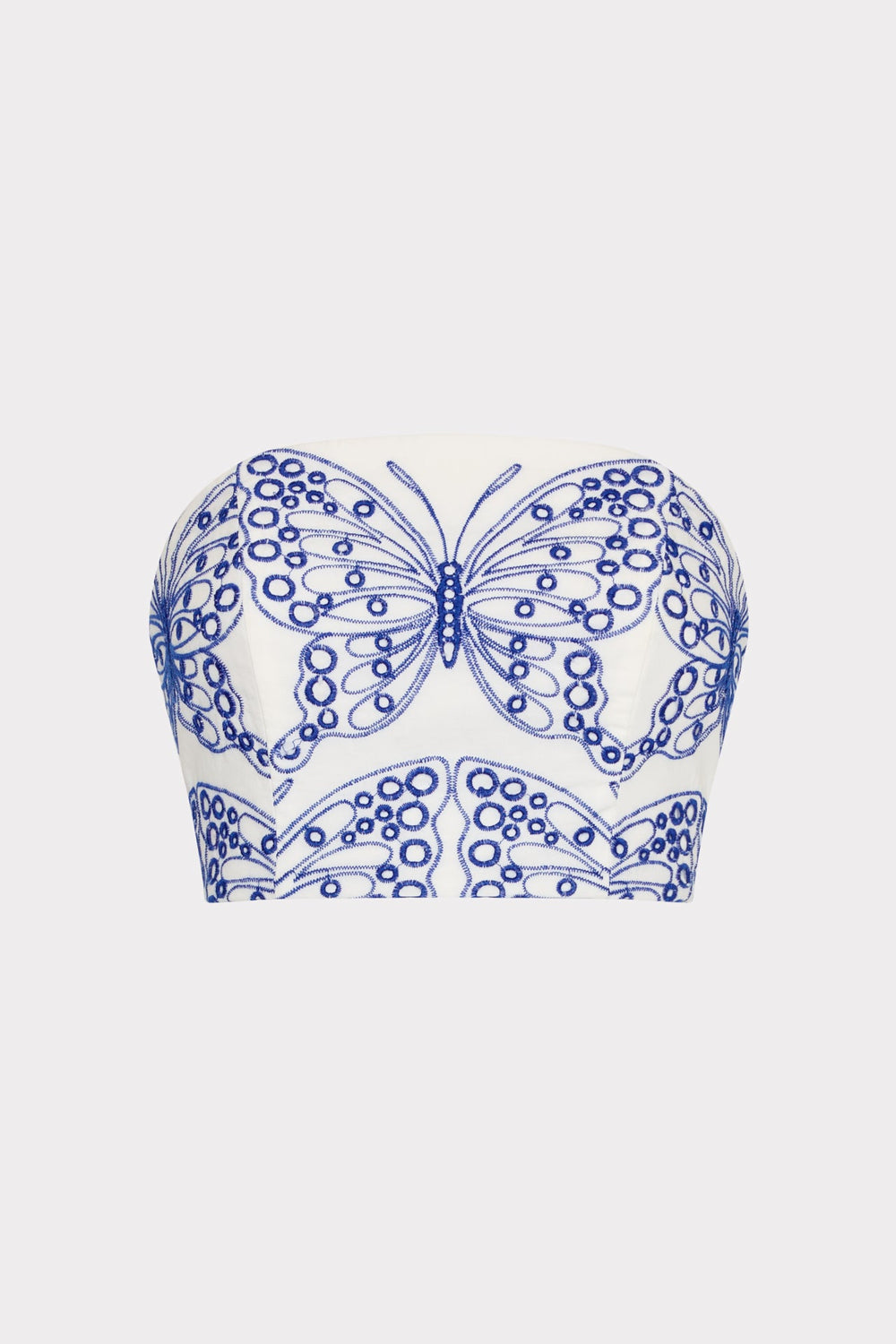 Butterfly Eyelet Strapless Crop Top White/Blue | Milly Women
