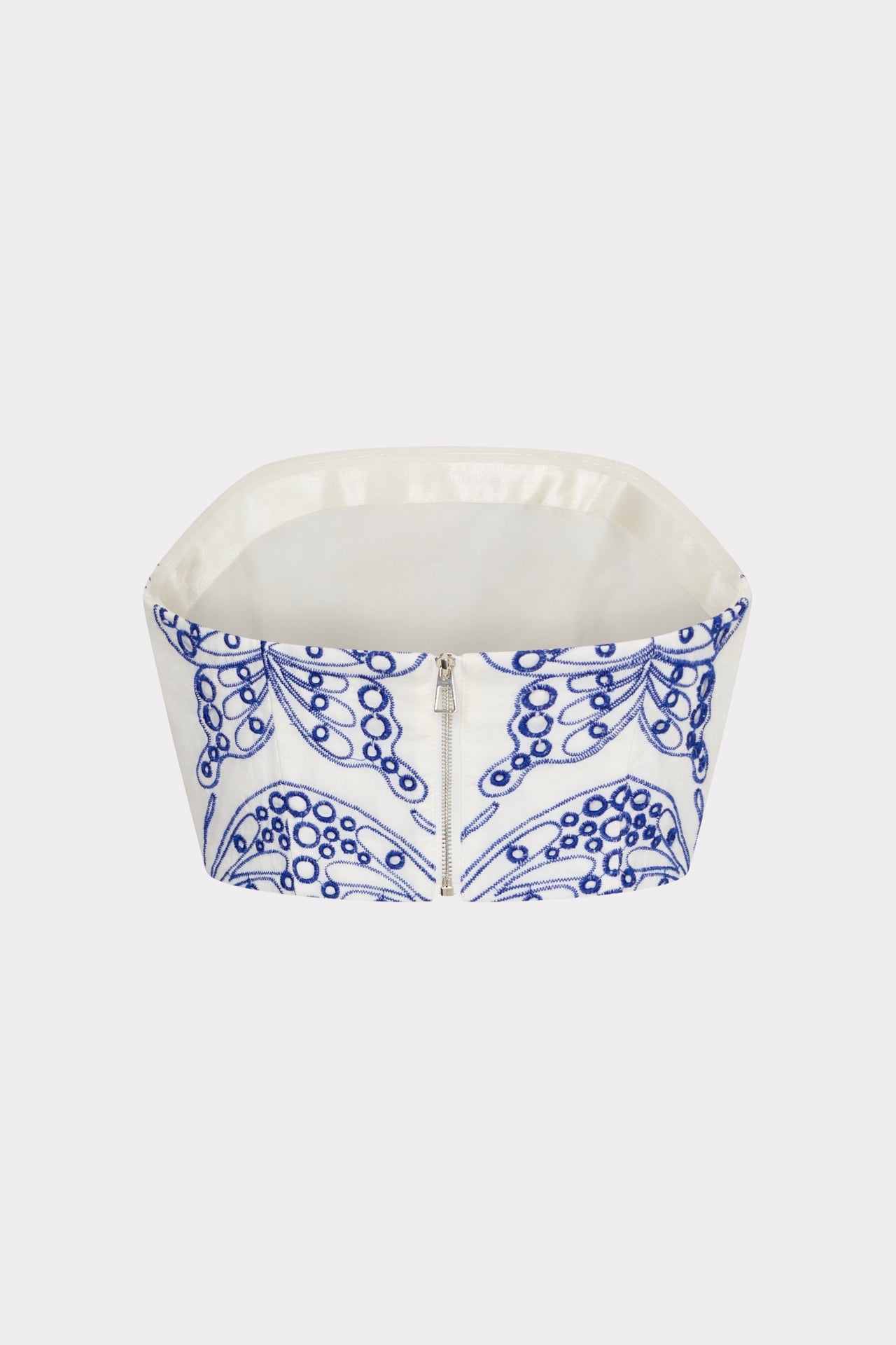 Butterfly Eyelet Strapless Crop Top White/Blue | Milly Women