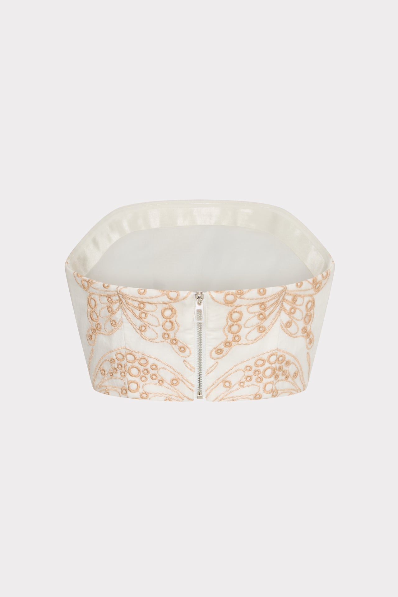 Butterfly Eyelet Strapless Crop Top White/Tan | Milly Women