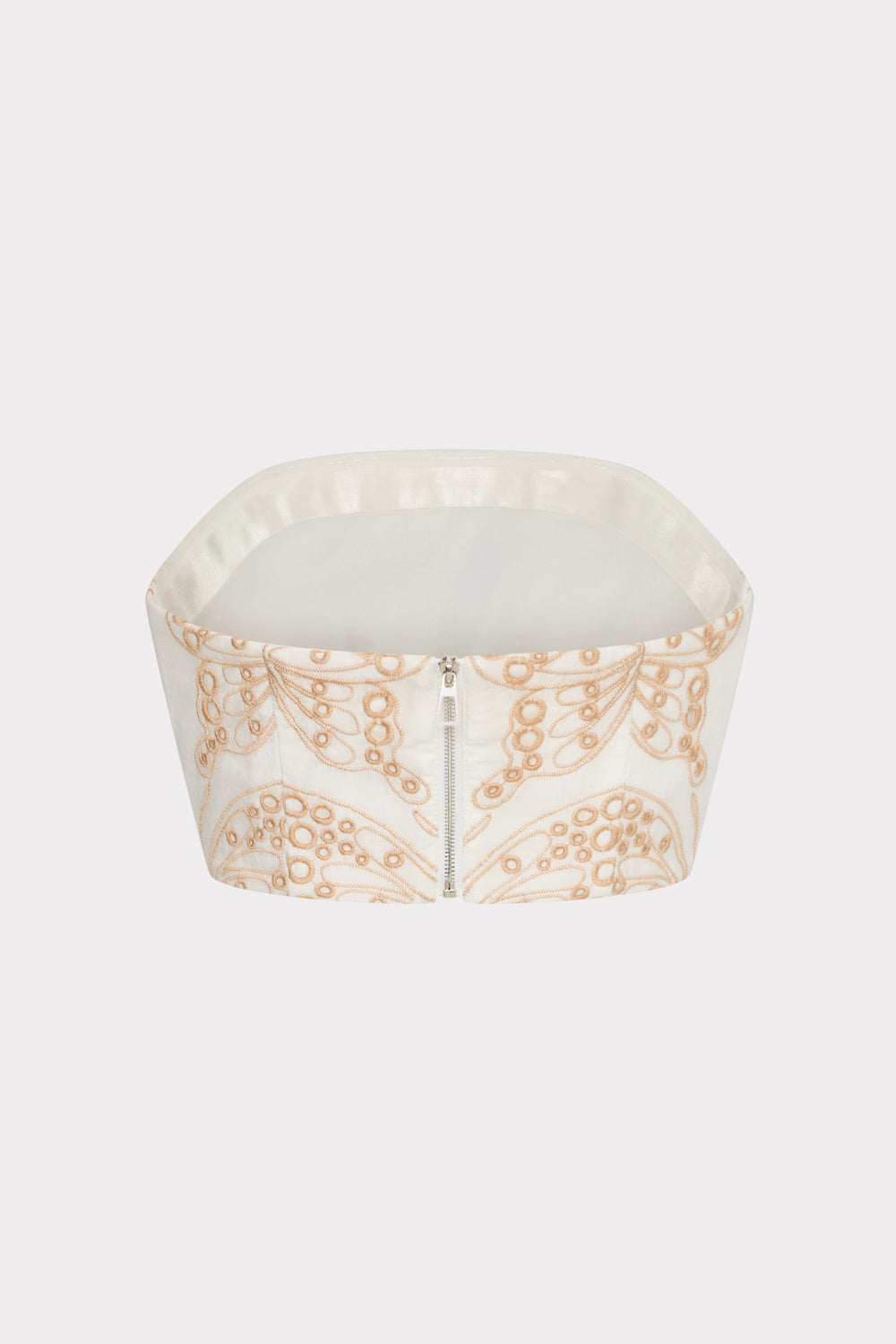 Butterfly Eyelet Strapless Crop Top White/Tan | Milly Women