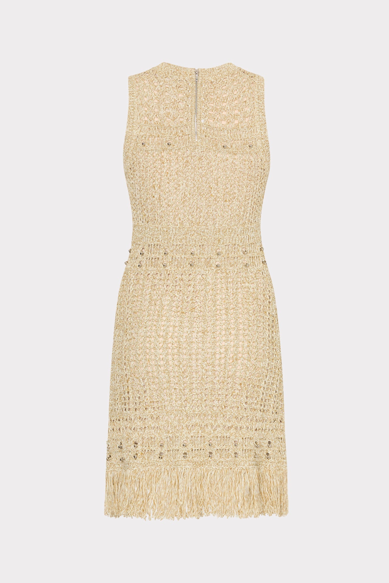 Beaded Fringe Knit Mini Dress Beige Multi | Milly Women