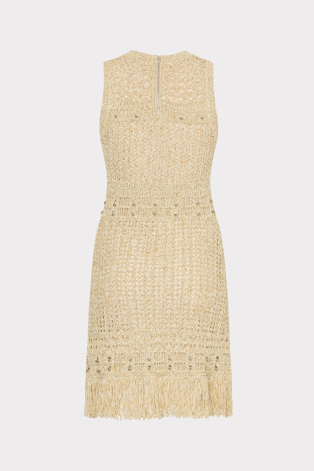 Beaded Fringe Knit Mini Dress Beige Multi | Milly Women