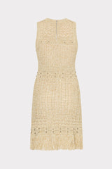 Beaded Fringe Knit Mini Dress Beige Multi | Milly Women
