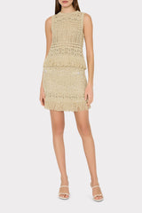Beaded Fringe Knit Skirt Beige Multi | Milly Women