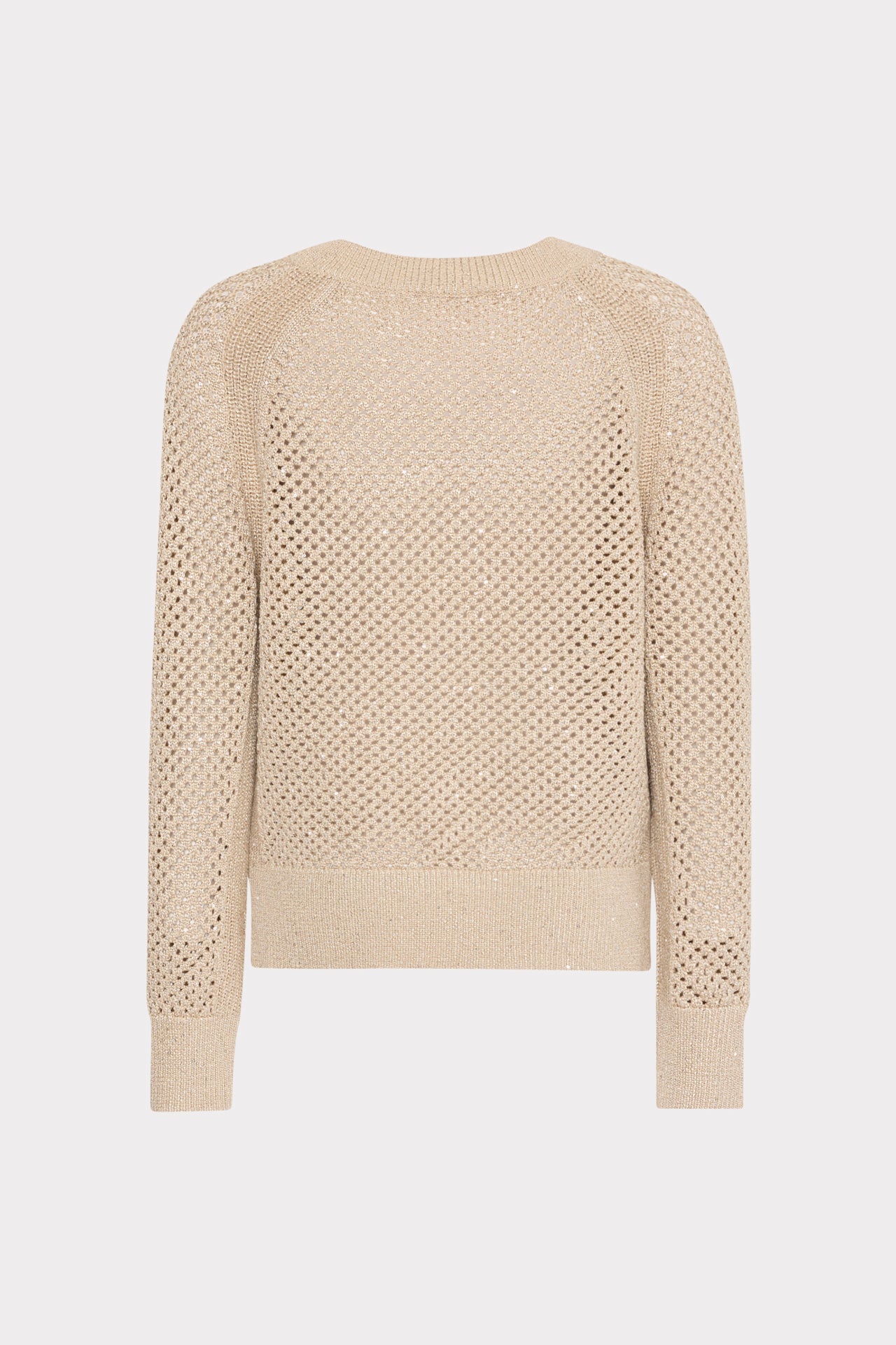 Sequin Mesh V-Neck Sweater Beige | Milly Women