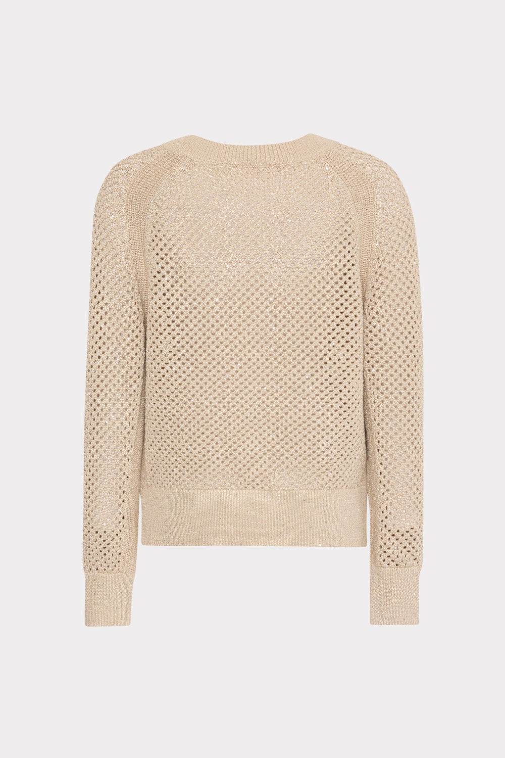Sequin Mesh V-Neck Sweater Beige | Milly Women