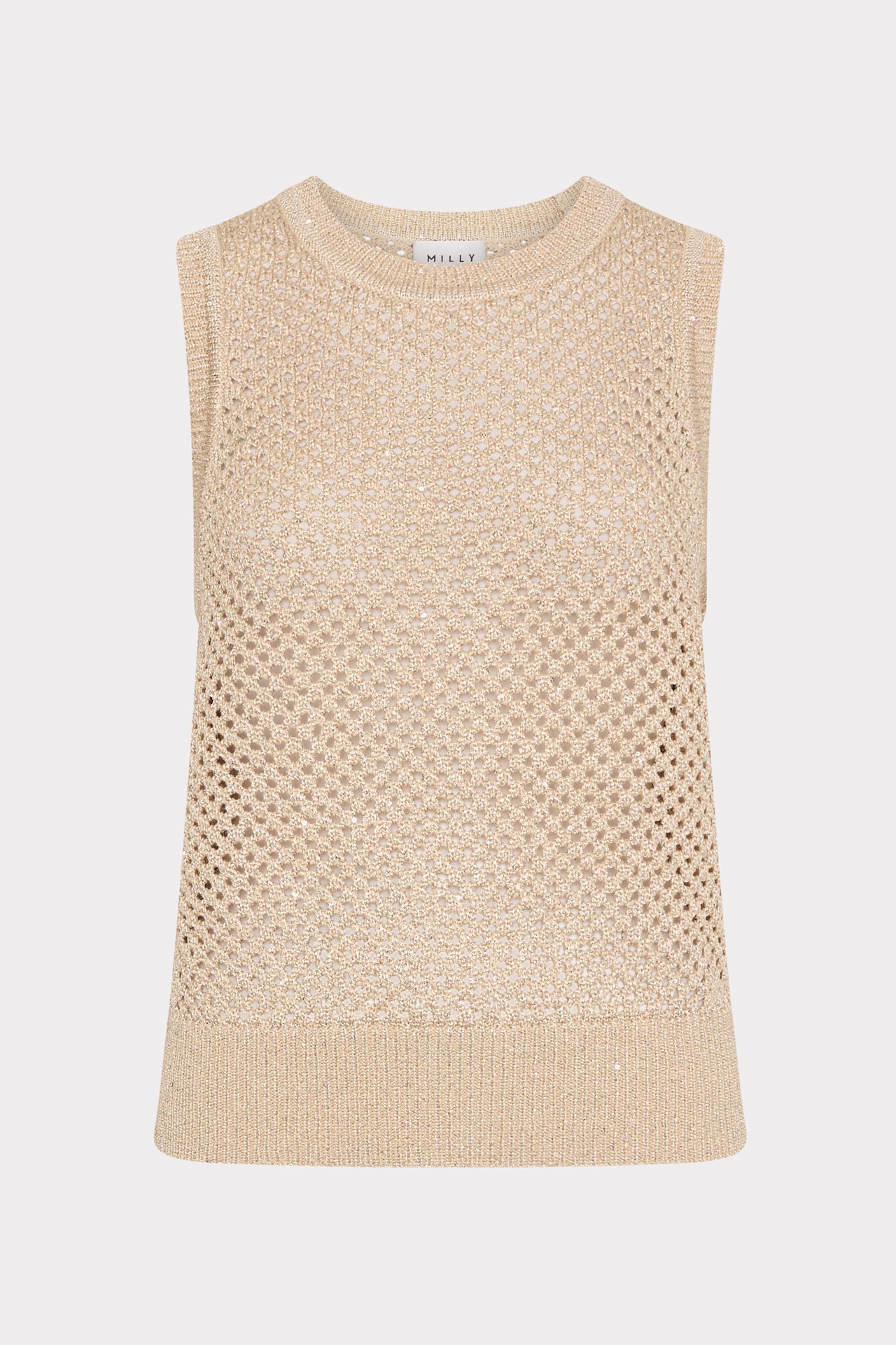 Sequin Mesh Shell Sweater Beige | Milly Women