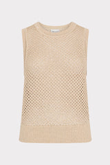 Sequin Mesh Shell Sweater Beige | Milly Women