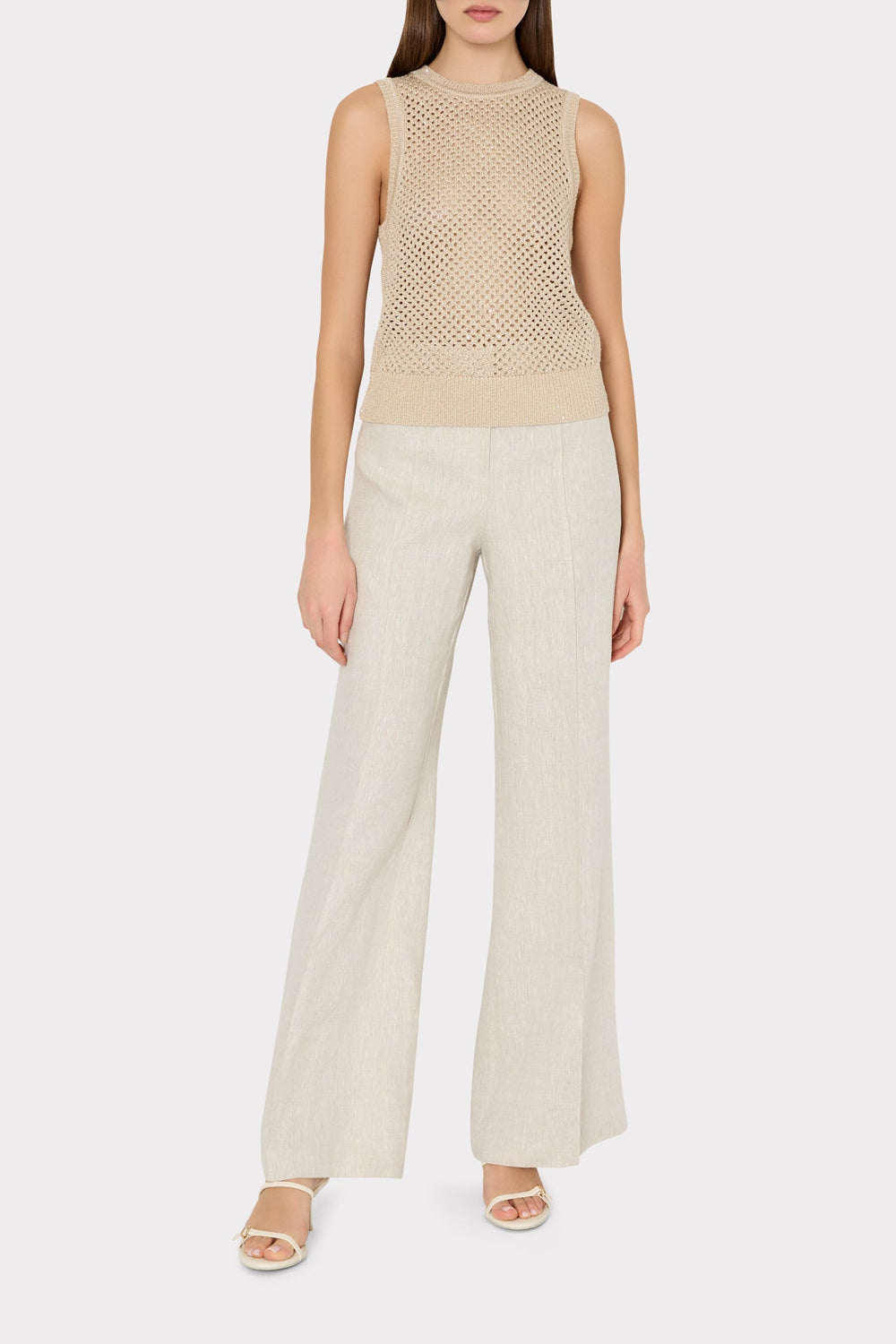 Sequin Mesh Shell Sweater Beige | Milly Women