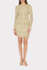 Beaded Fringe Knit Cardigan Beige Multi | Milly Women