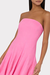Cameron Solid Linen Strapless Dress Pink | Milly Women