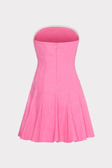 Cameron Solid Linen Strapless Dress Pink | Milly Women