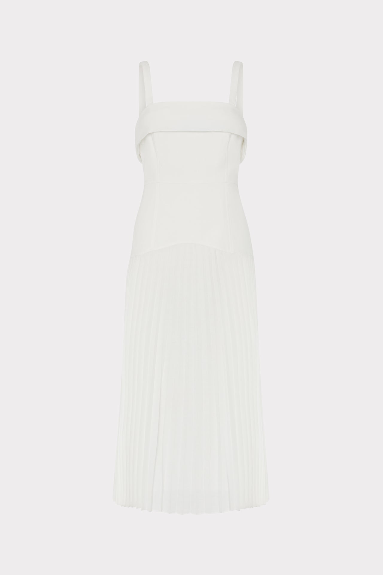 Nala Poplin Pleated Combo Midi Dress White | Milly Women
