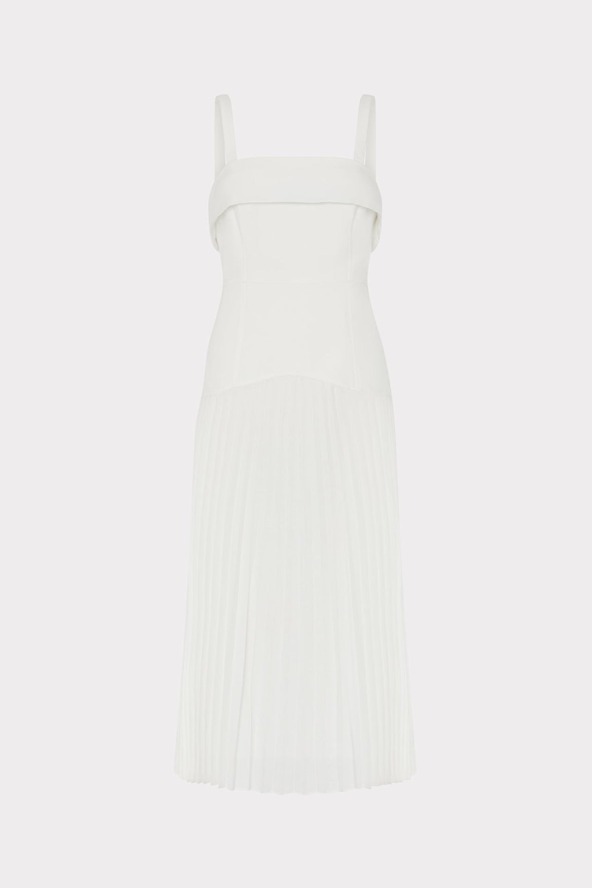 Nala Poplin Pleated Combo Midi Dress White | Milly Women
