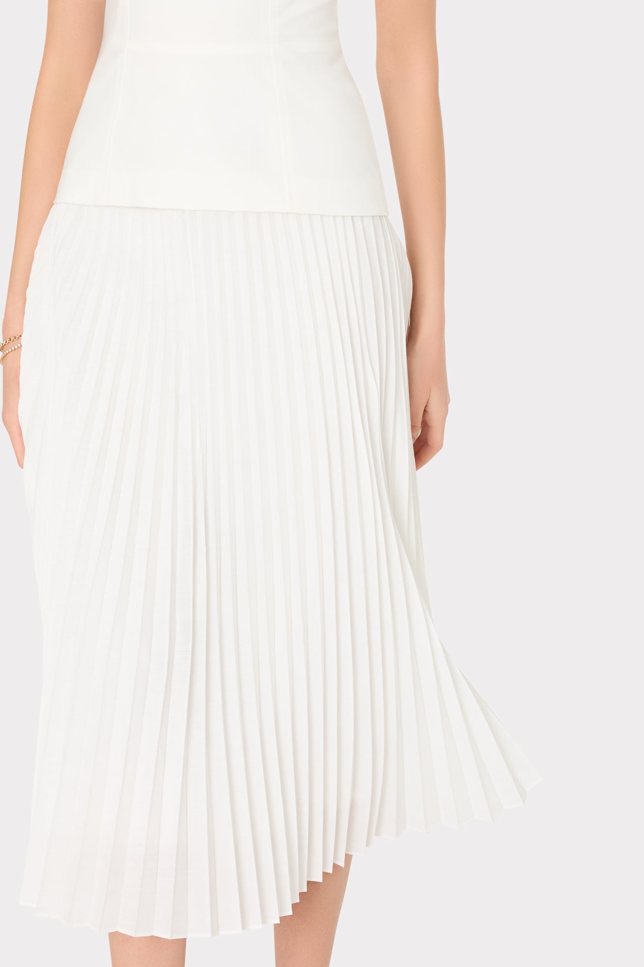 Nala Poplin Pleated Combo Midi Dress White | Milly Women