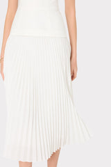 Nala Poplin Pleated Combo Midi Dress White | Milly Women