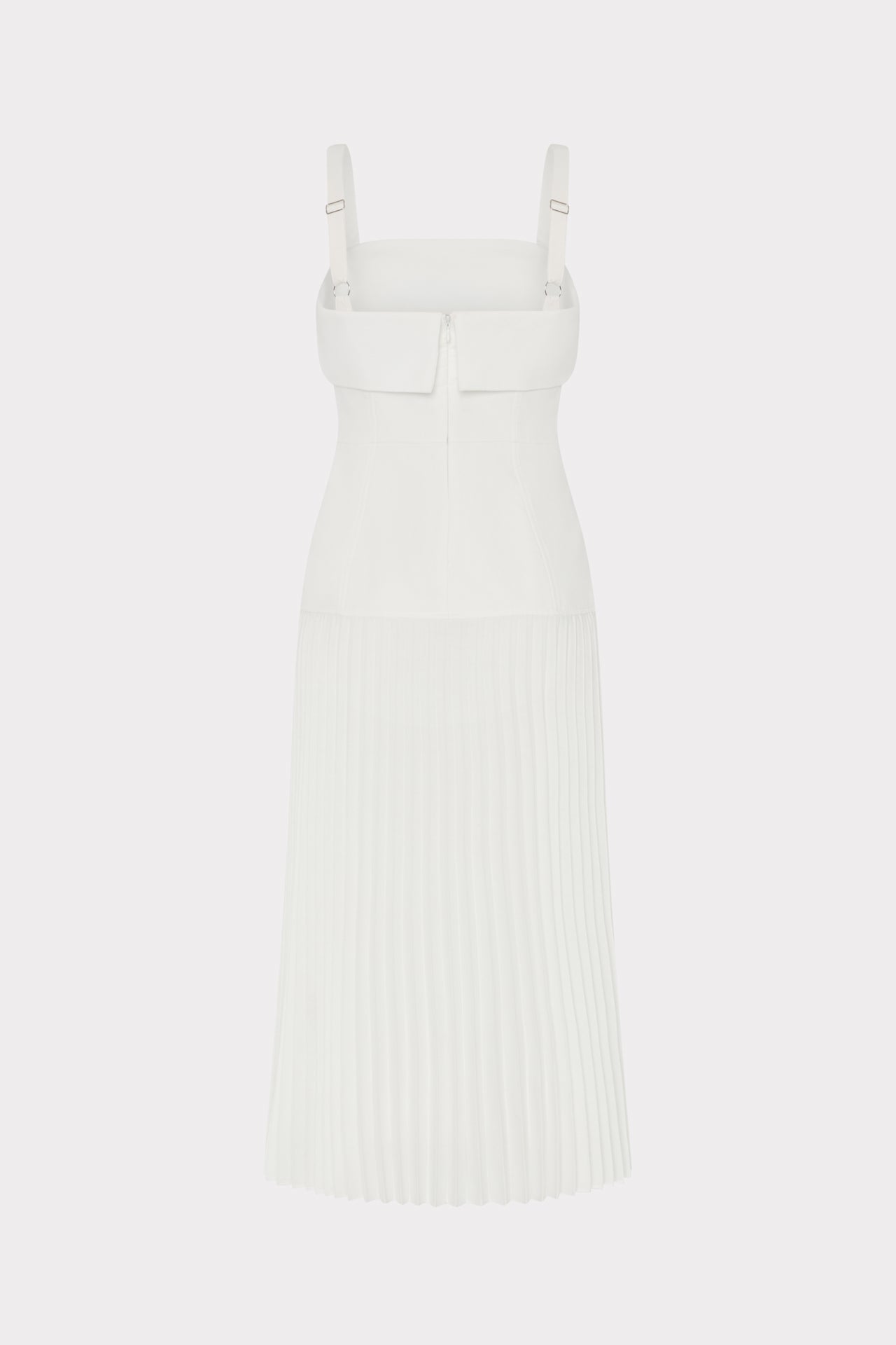 Nala Poplin Pleated Combo Midi Dress White | Milly Women