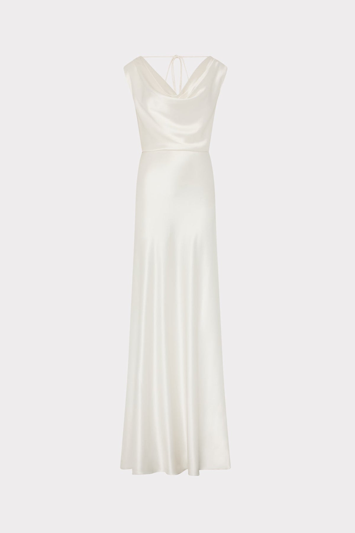 Hammered Satin Cowl Neck Gown White | Milly Women