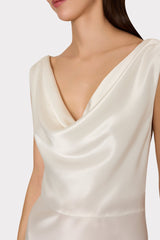 Hammered Satin Cowl Neck Gown White | Milly Women