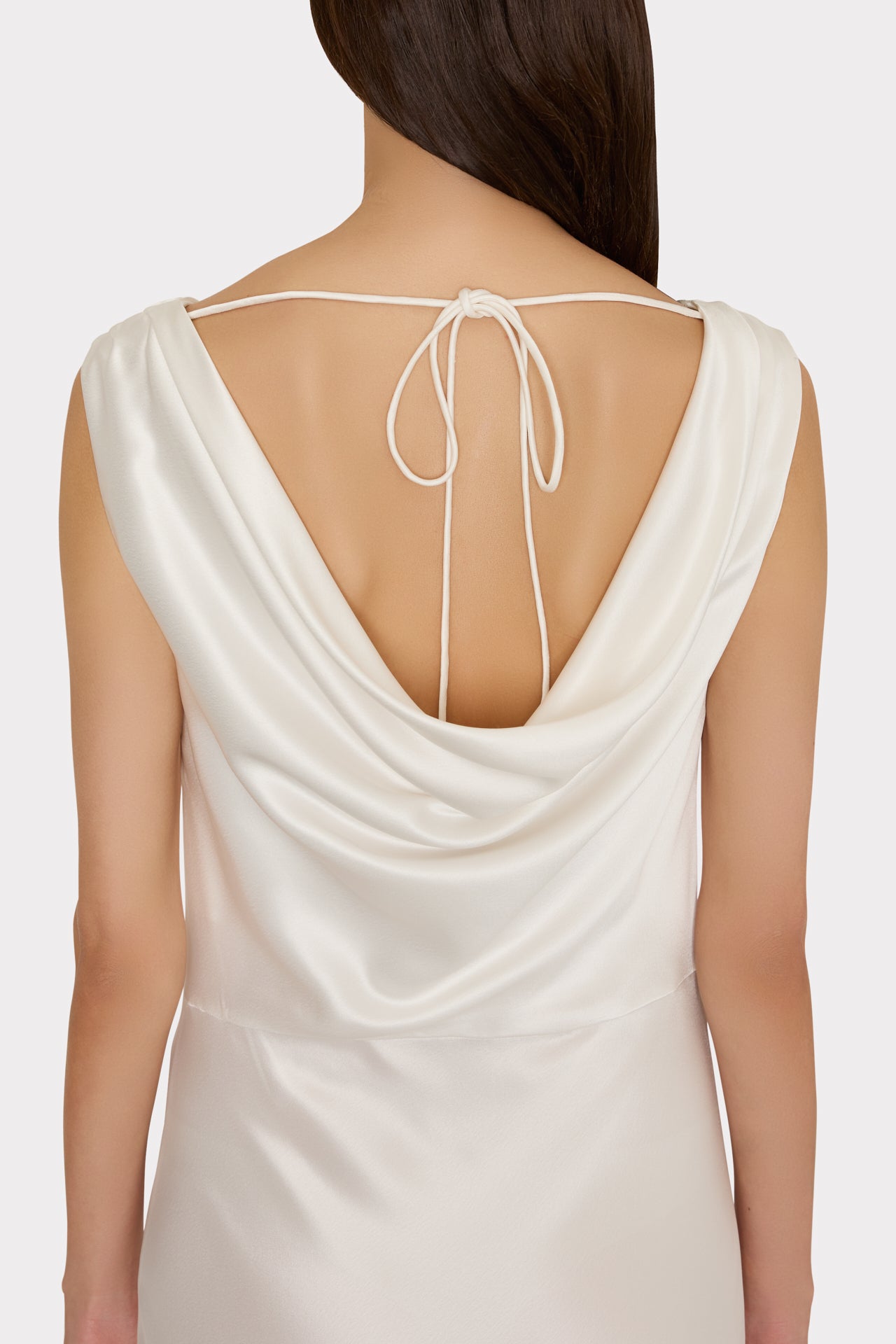 Hammered Satin Cowl Neck Gown White | Milly Women