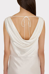 Hammered Satin Cowl Neck Gown White | Milly Women