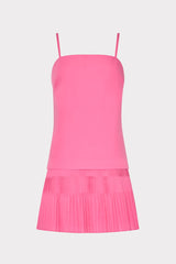 Nola Poplin Pleated Combo Mini Dress Pink | Milly Women