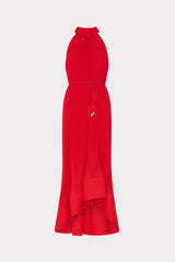 Nalani Halted Pleated Midi Dress Red | Milly Women
