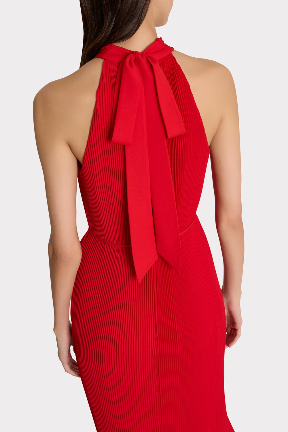 Nalani Halted Pleated Midi Dress Red | Milly Women