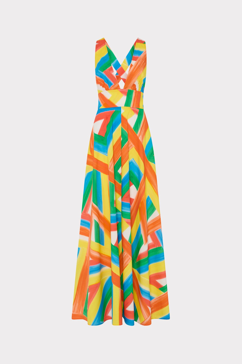 Catarina Multi Stripe Poplin Maxi Dress Orange Multi | Milly Women