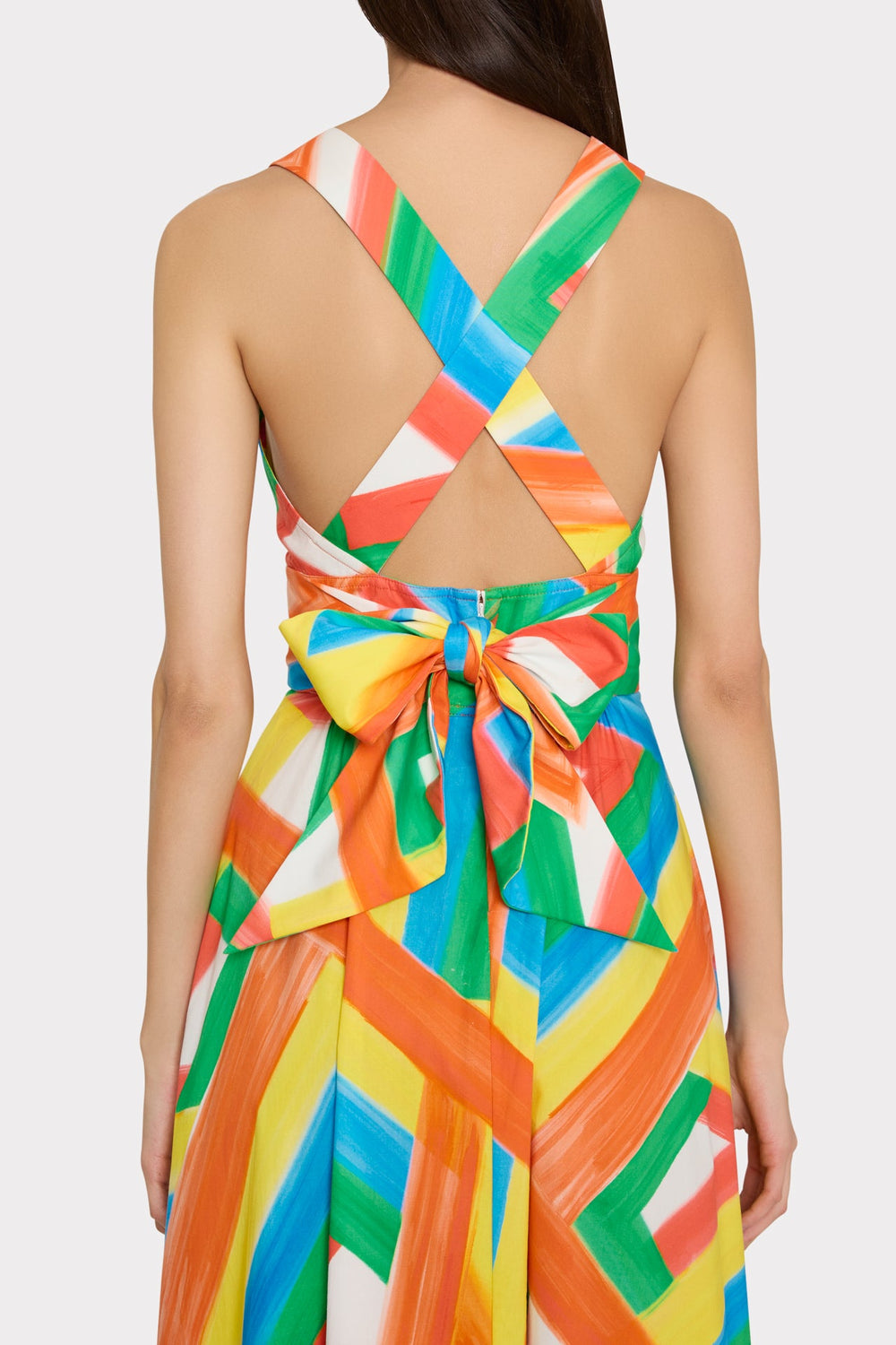 Catarina Multi Stripe Poplin Maxi Dress Orange Multi | Milly Women