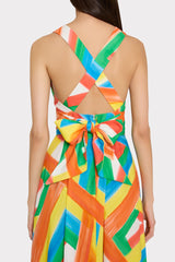 Catarina Multi Stripe Poplin Maxi Dress Orange Multi | Milly Women