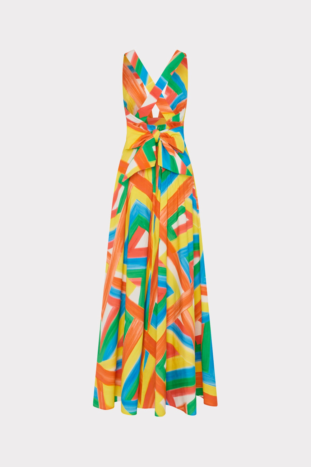 Catarina Multi Stripe Poplin Maxi Dress Orange Multi | Milly Women