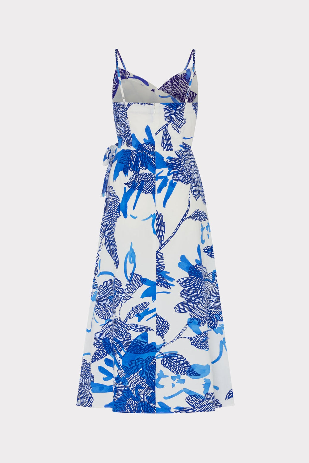 Norma Brushwork Floral Poplin Wrap Dress Blue Multi | Milly Women