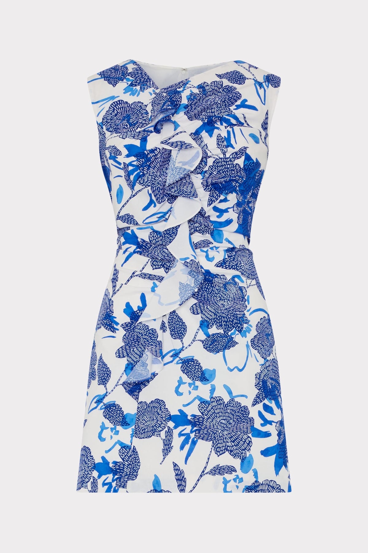 Novella Brushwork Floral Poplin Mini Dress Blue Multi | Milly Women